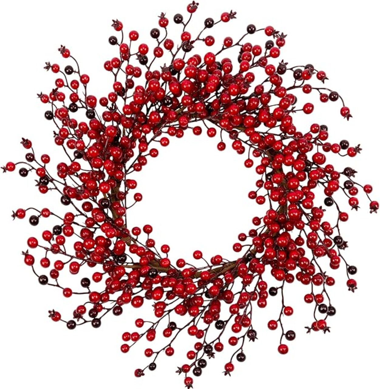 18 Inch Christmas Wreath for Front Door Red Berry Wreath Winter Wreath with Red Berry Branches Artificial Door Wreath for Christmas Farmhouse Wall Window Decorations